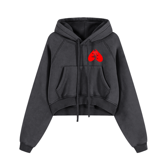 Woman Snow Washed Cropped Hoodie