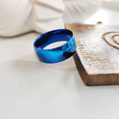 8mm Mens Blue Silver Black Tungsten Engagement Band Ring